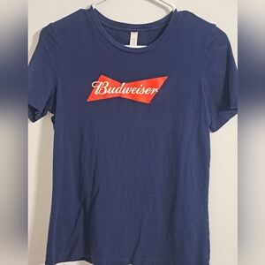 Ladies Budweiser Tee Tshirt Dark Blue With Beer Logo